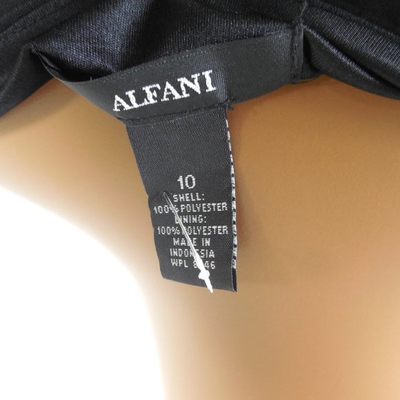 ALFANI Top M/10 Party Blouse Black with Silver Studs Bubble Hem 3/4 Flared Slvs - Picture 10 of 12